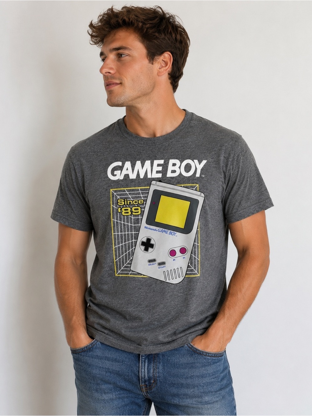 Nintendo Game Boy Since ‘89 Graphic T-Shirt | Men’s Retro Gaming Tee Gray